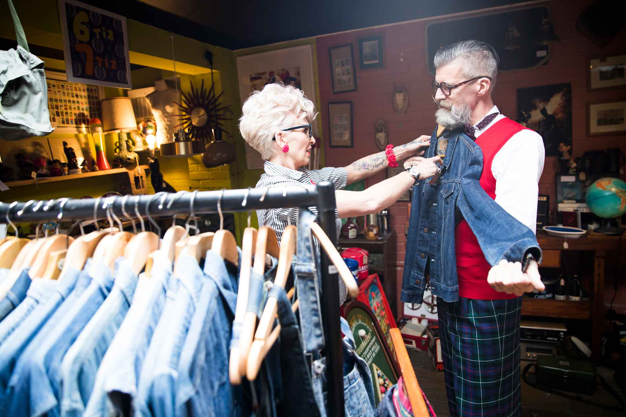 quirky vintage couple shopping in vintage and anti 2025 04 04 11 11 47 utc